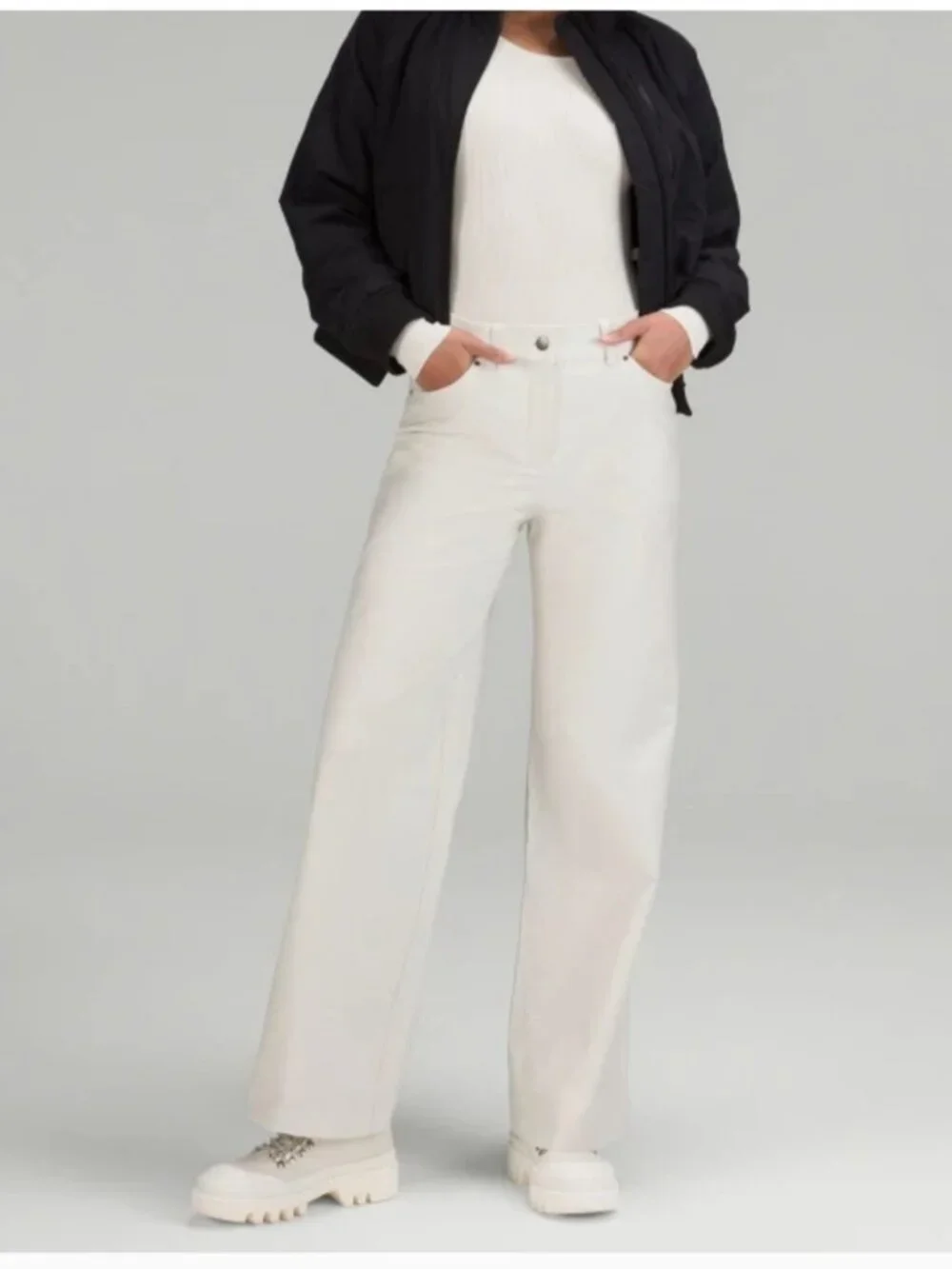 Lululemon City Sleek 5 Pocket High-Rise Wide-Leg Pant Woman 32 Bone Office 2023